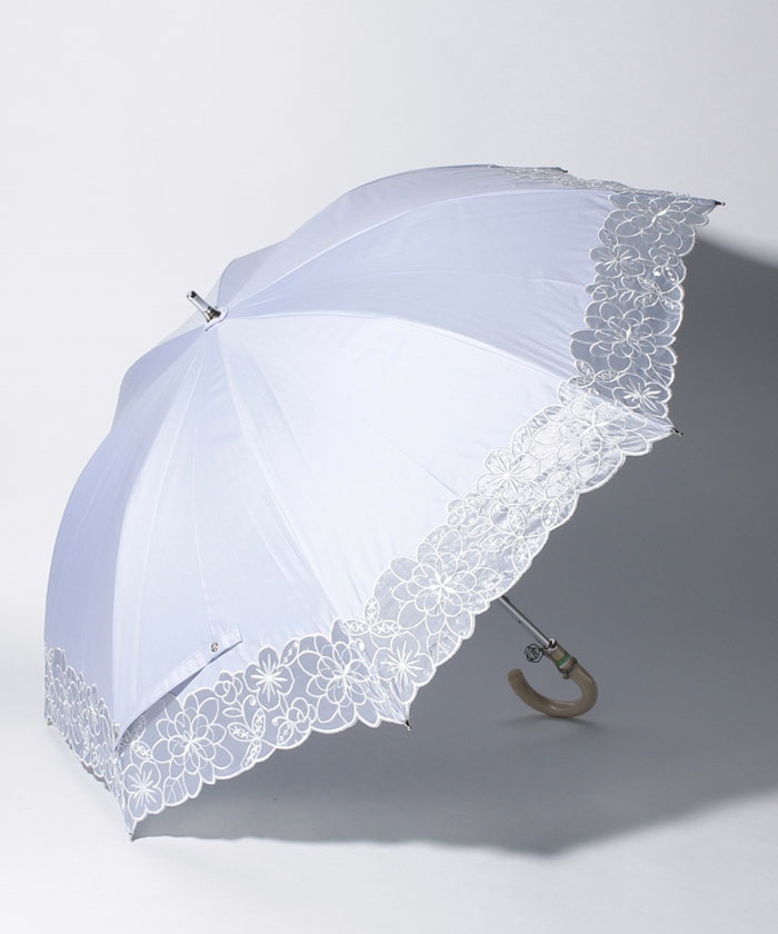 74新品LANVIN collection晴雨兼用折りたたみ日傘オーガンジー刺繍