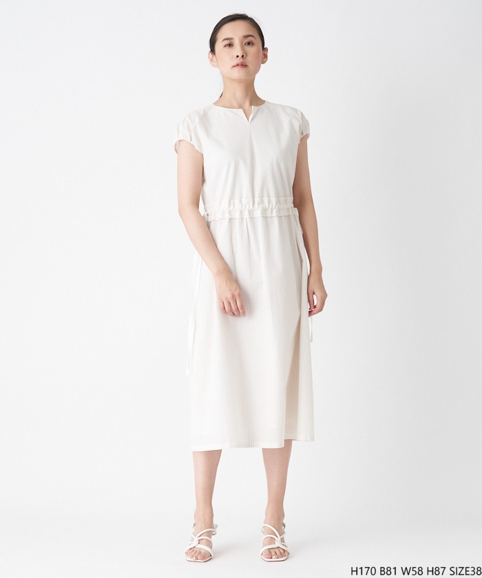 LANVIN COLLECTION シアサッカー ストライプワンピ 38 L】シアサッカー ストライプワンピース（W7J08552＿＿