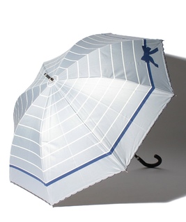 LANVIN en Blue（ランバン オン ブルー）晴雨兼用日傘　りぼんボーダー×スカラ刺繍