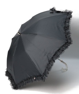 晴雨兼用折りたたみ日傘　”ビジュー×オーガンジーフリル”