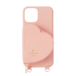 Wrap Case Pocket Simple Heart with Pearl Type Neck Strap for iPhone 13