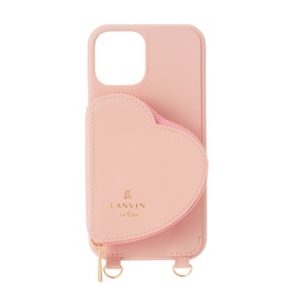 Wrap Case Pocket Simple Heart with Pearl Type Neck Strap for