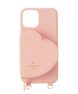Wrap Case Pocket Simple Heart with Pearl Type Neck Strap for iPhone 12