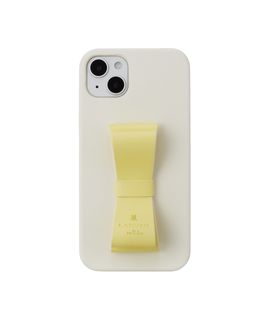 Slim Wrap Case Stand & Ring Ribbon for iPhone14 Plus[Vintage White/Lemon Yellow]
