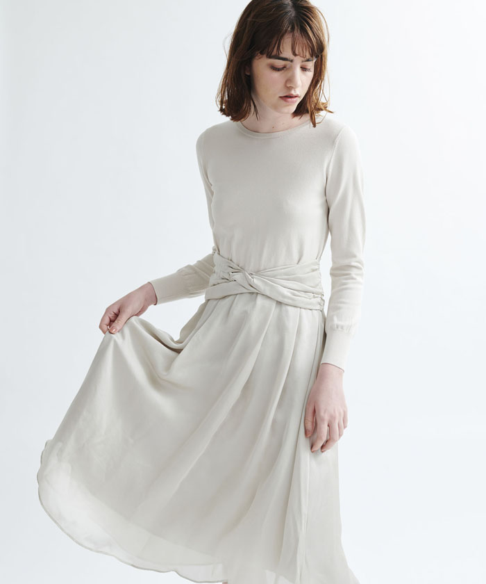 コンビネーションデザインミモレ丈ワンピース