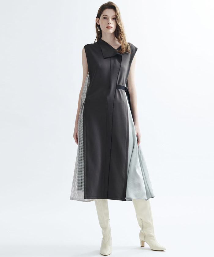 最も優遇 バイカラーミックスノースリーブワンピース 21新作モデル