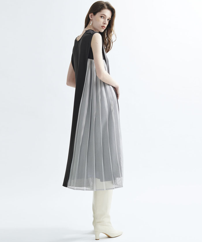 最も優遇 バイカラーミックスノースリーブワンピース 21新作モデル