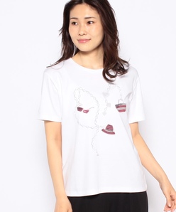 【洗える】コットンスムース スパンコール刺繍Tシャツ