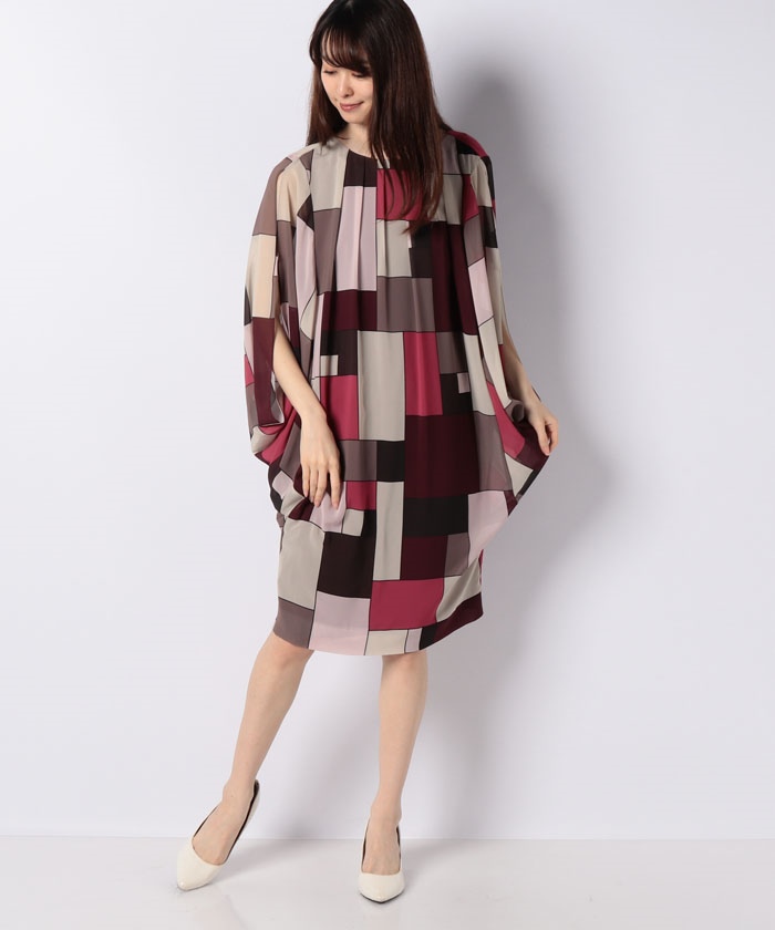 ワンピース シフォンスクエアプリント Pierre Cardin ピエールカルダン Lapine Online Store