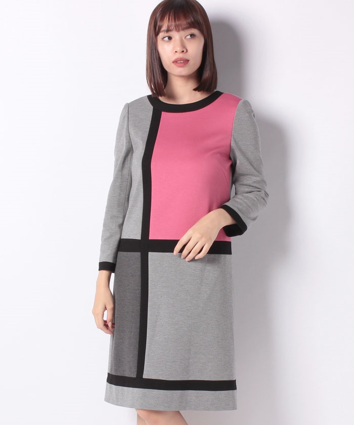 カラーブロックワンピース 複合ポンチ Pierre Cardin ピエールカルダン Lapine Online Store