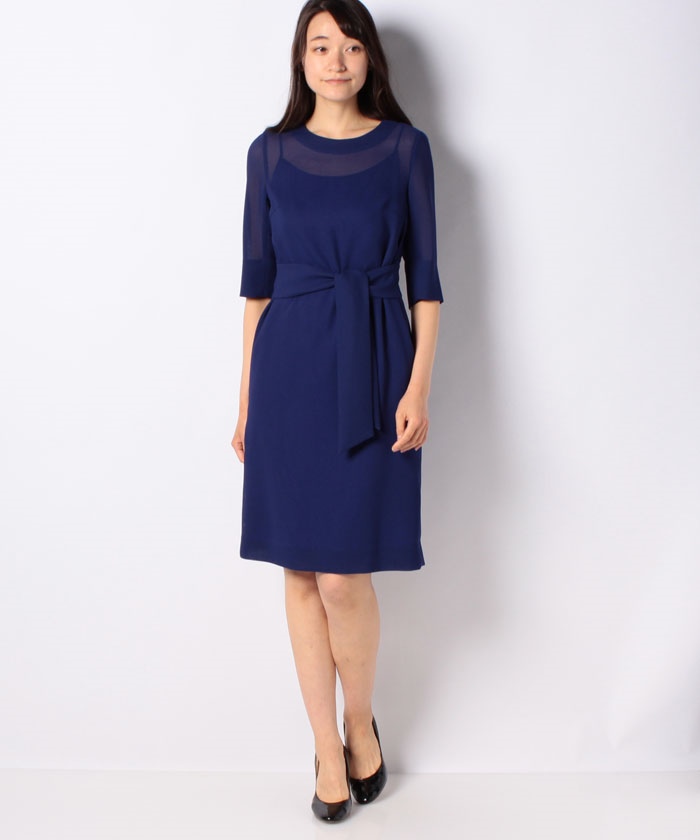 カラミ織り ベルテッドワンピース Pierre Cardin ピエールカルダン Lapine Online Store