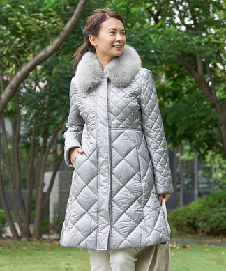 【特別提供品】フォックスファー衿のキルティングコート