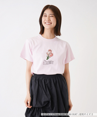【Mylanka】フラワー刺繍ロゴTシャツ