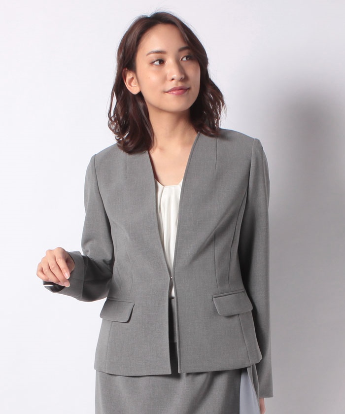 セットアップ対応商品】ノーカラージャケット -|Leilian(レリアン ...