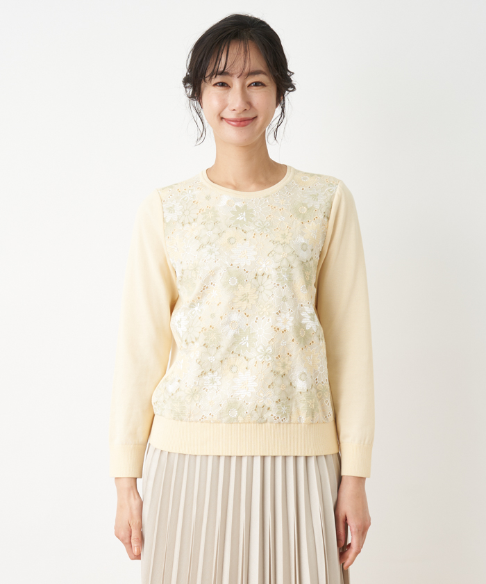 フラワーレースニット【Leilian WHITE LABEL】 -｜Leilian（レリアン 