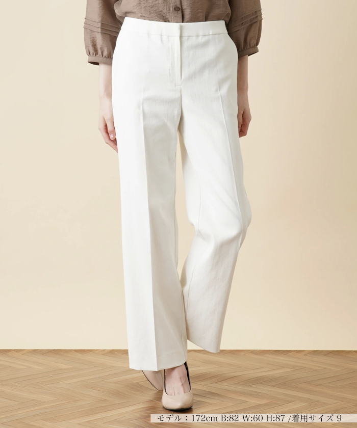 センタープレスワイドパンツ【Leilian WHITE LABEL】 -｜Leilian