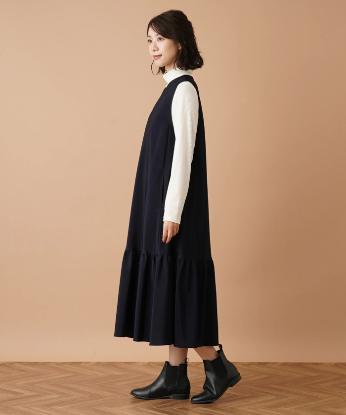 ストレッチジャンパースカート【Leilian WHITE LABEL】 -｜Leilian