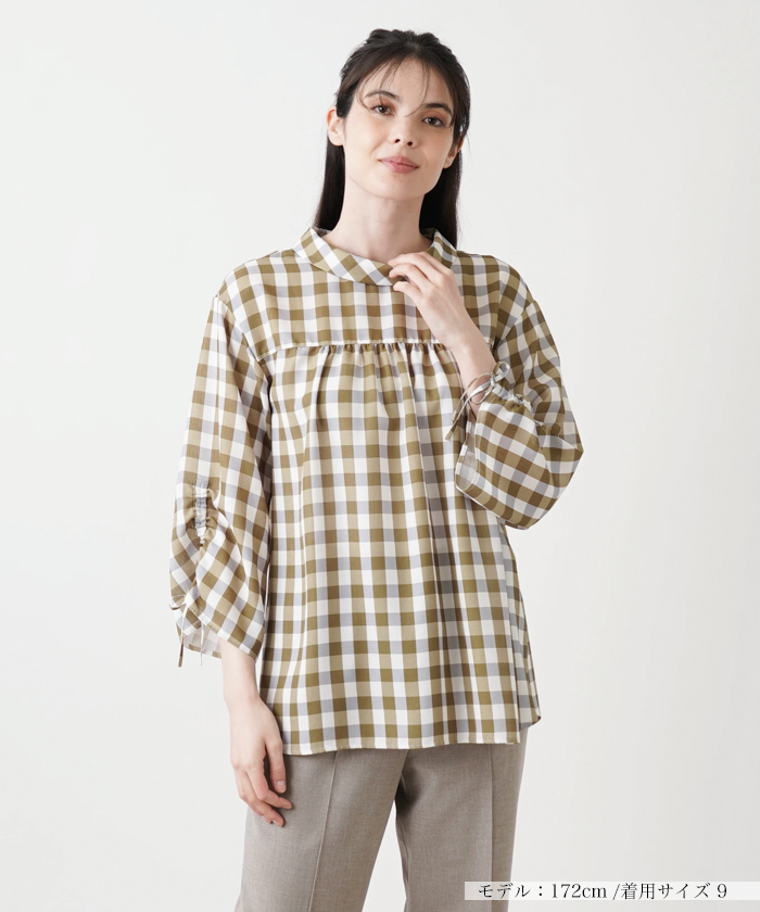 ギンガムチェック柄ブラウス【Leilian WHITE LABEL】 -｜Leilian  