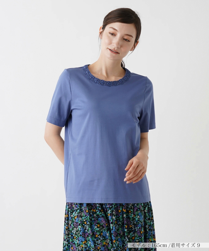 刺繍柄クルーネックニット【Leilian WHITE LABEL】 -｜Leilian