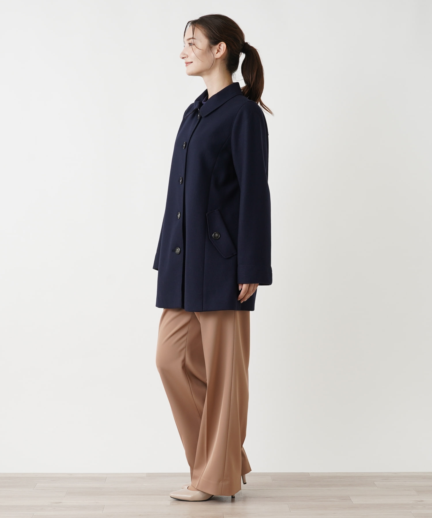 ステンカラーハーフコート【Leilian WHITE LABEL】 -｜Leilian