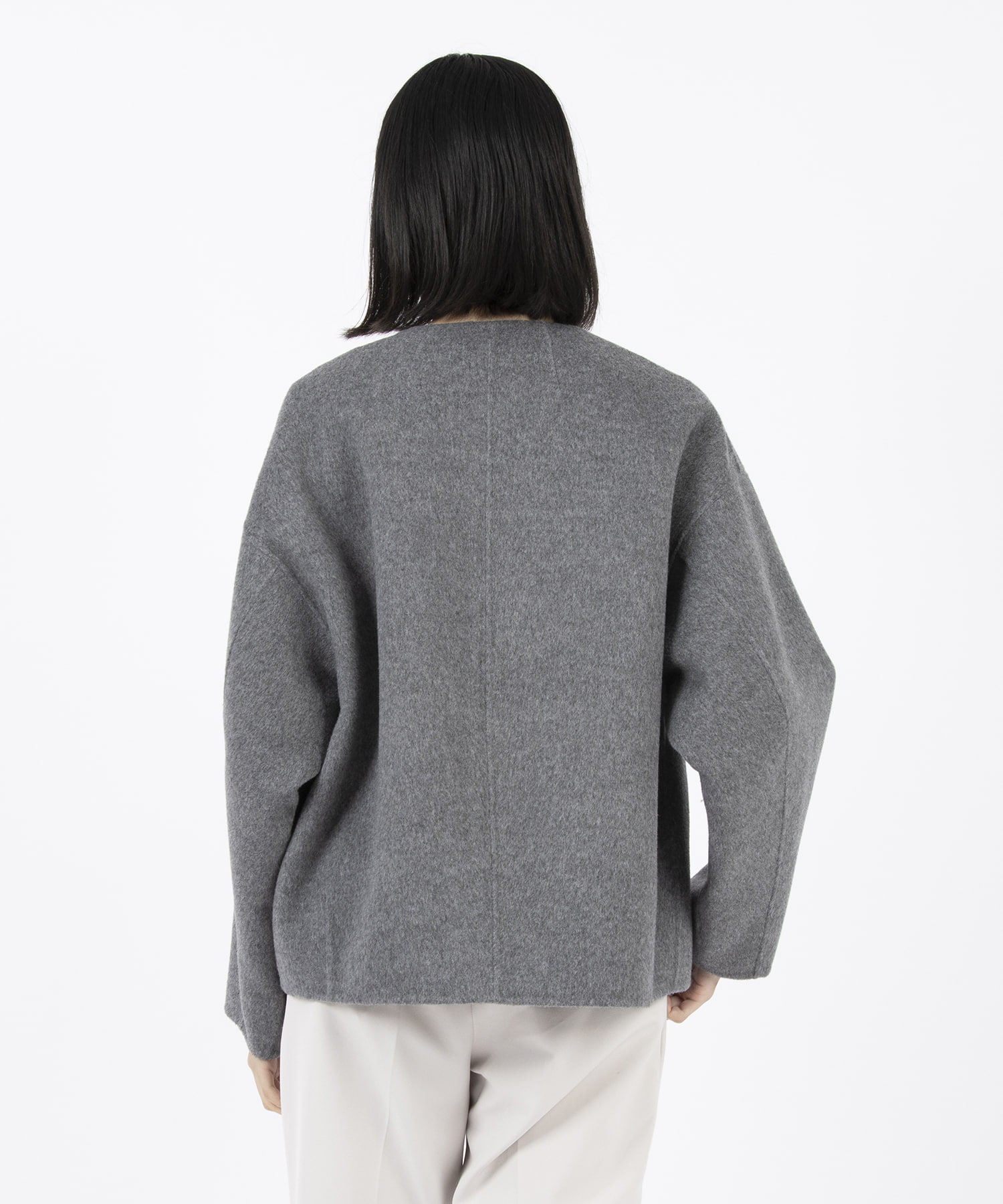 レリアン　ネミカ千鳥格子柄ノーカラーコート【Bona Rinata】 最終価格Bona Rinata 千鳥格子ノーカラーコートネミカレリアン