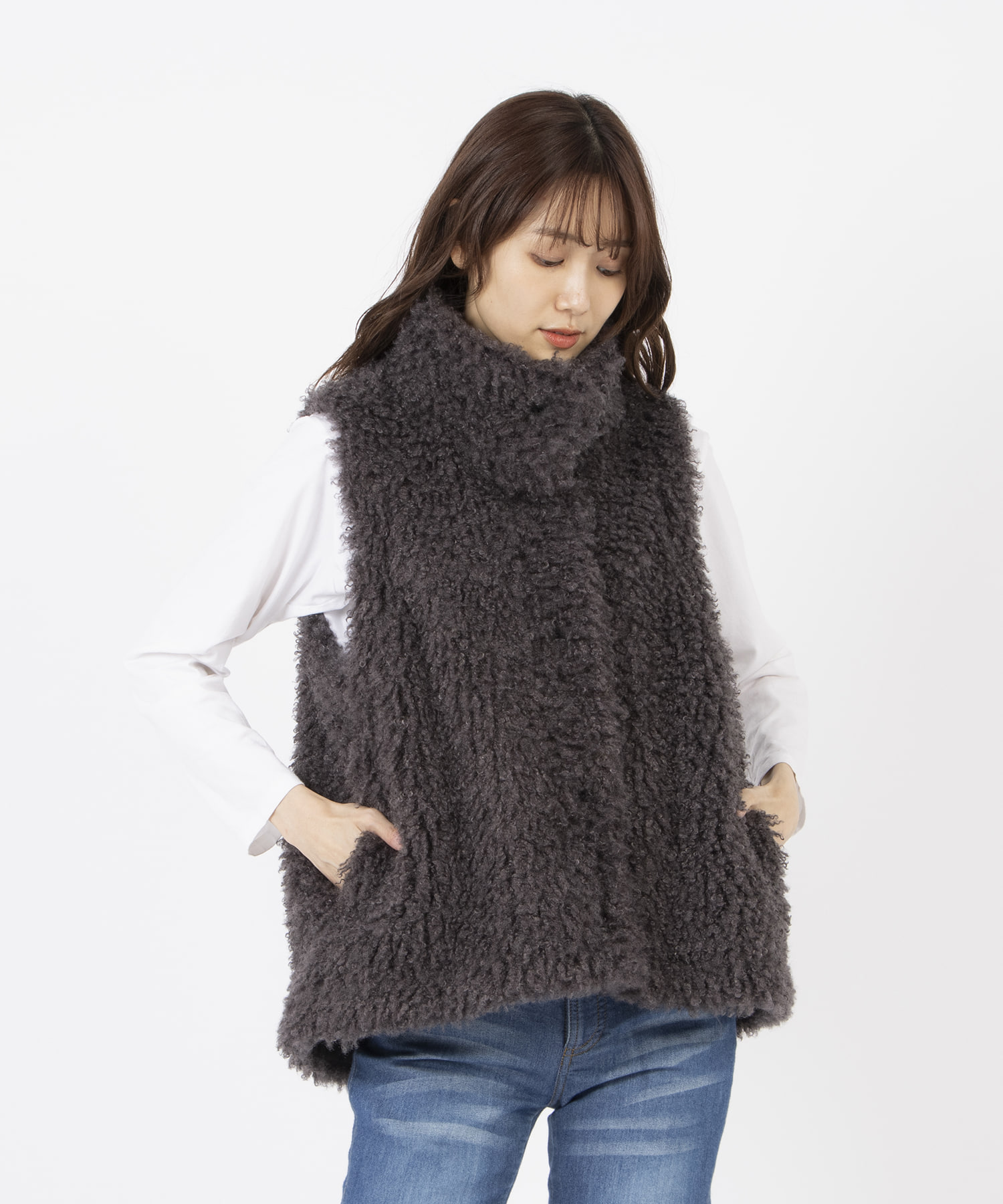 フェイクファー切替ベスト[品番：LAVW0017866]｜Leilian
