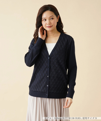 【美品】レリアン　高級カシミヤ使用　ハイネック上質編み込みジャケット　日本製 ロングコート 公式最安値