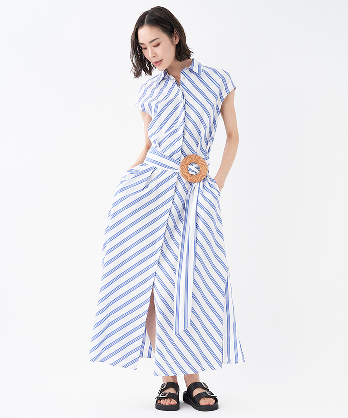 美品 20AW レリアン ネミカ NEMIKA ストライプシャツワンピース 美品 20AW レリアン ネミカ NEMIKA ストライプシャツワンピース