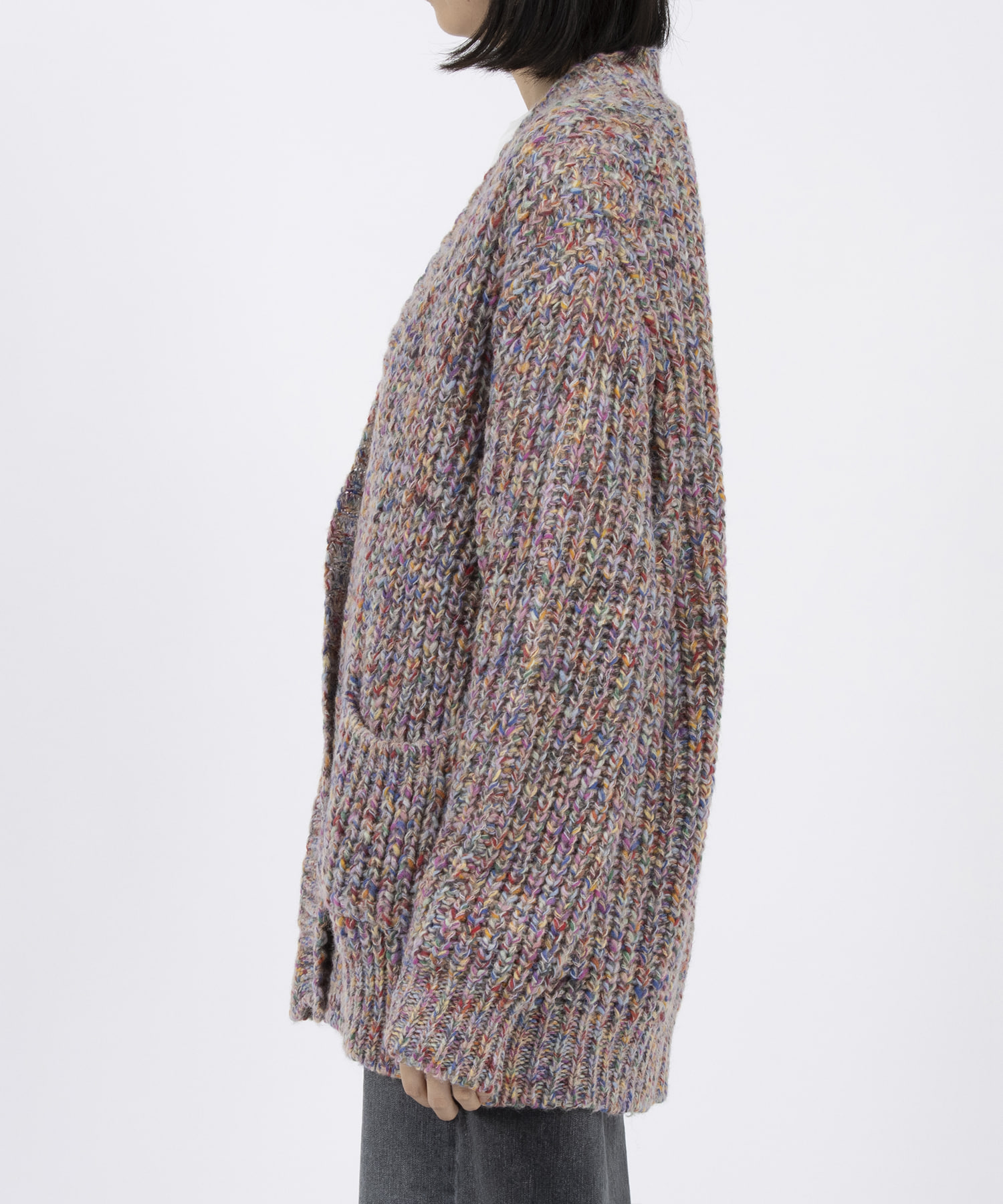 LES TRICOTS D'O モヘヤ ショートカーディガン gray melange