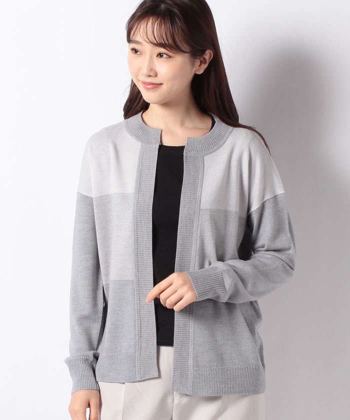 配色トッパーカーディガン【Leilian WHITE LABEL】 -｜Leilian