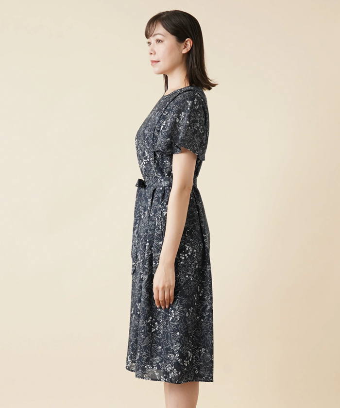 店頭人気】ボタニカルフラワー半袖ワンピース -｜Leilian