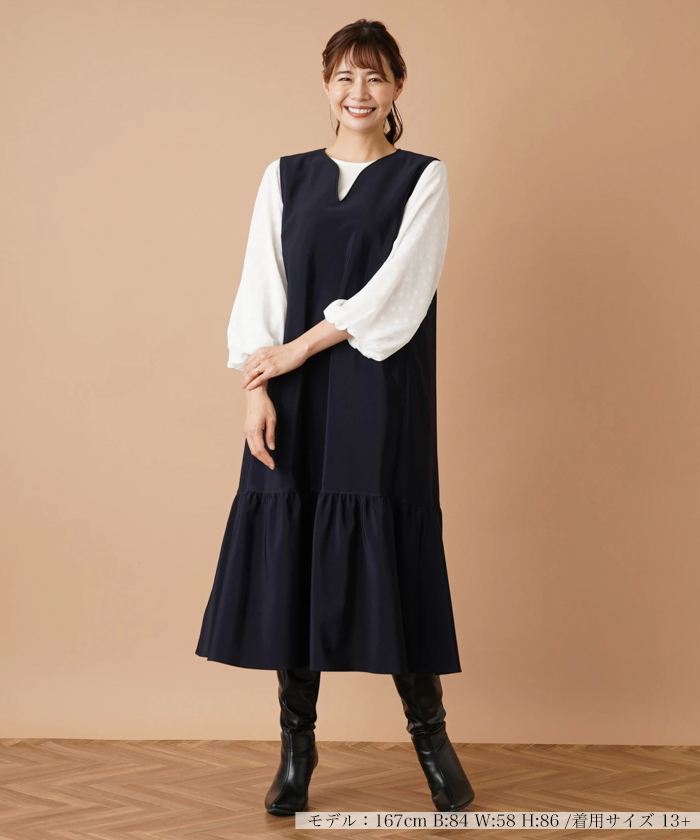 ストレッチジャンパースカート【Leilian WHITE LABEL】 -｜Leilian