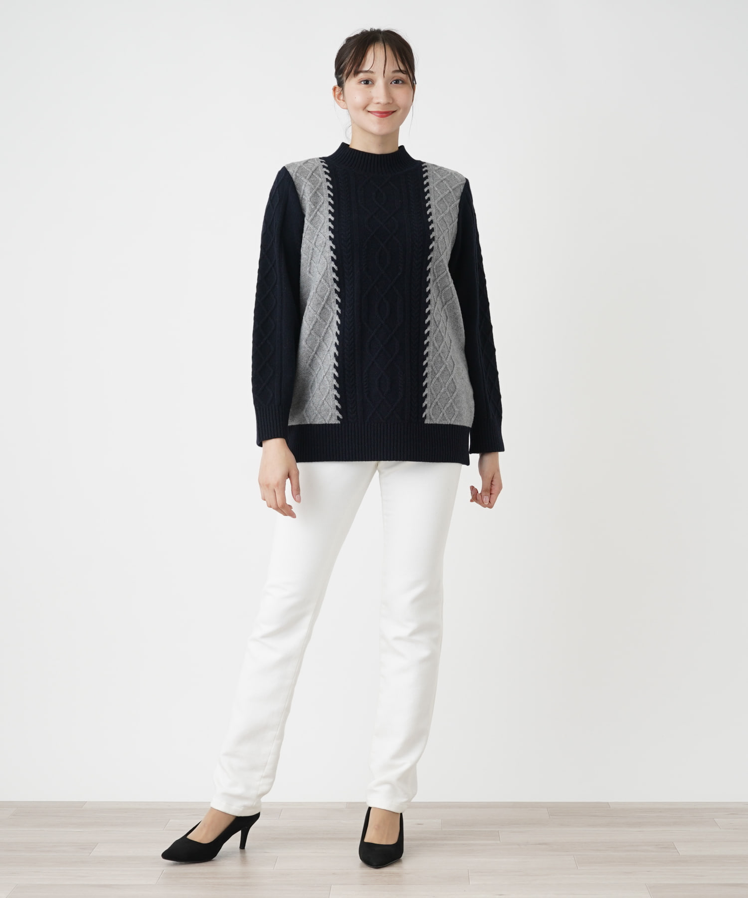 ROCHAS グレー Vネック セーター 38（Vネックラムニットトップ 