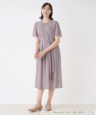 幾何学プリントワンピース【ROCHAS Premiere】 -｜Leilian（レリアン）｜Leilian Co.,LTD Official  Online Store