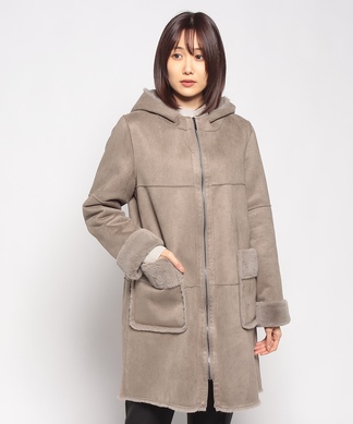 ムートン調フーデッドコート【Leilian WHITE LABEL】 -｜Leilian 