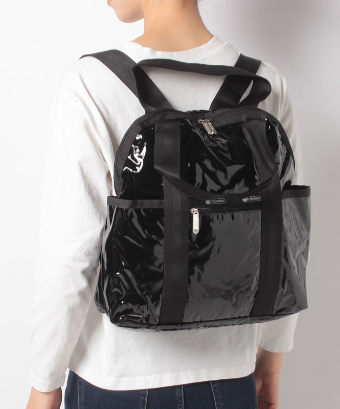 DOUBLE TROUBLE BACKPACK ブラックパテントシル