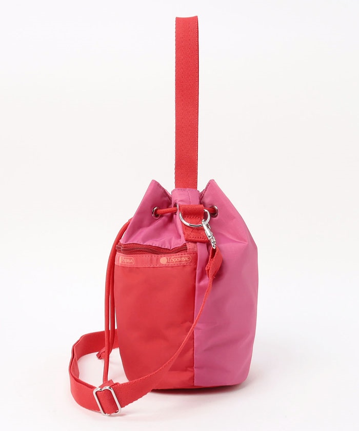 DRAWSTRING BUCKET BAGカラーブロックレッド（ショルダーバッグ 