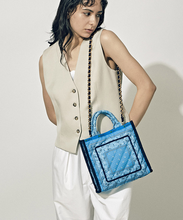 レスポートサックバンダナスカイブルー SM CHAIN QUILT TOTE-