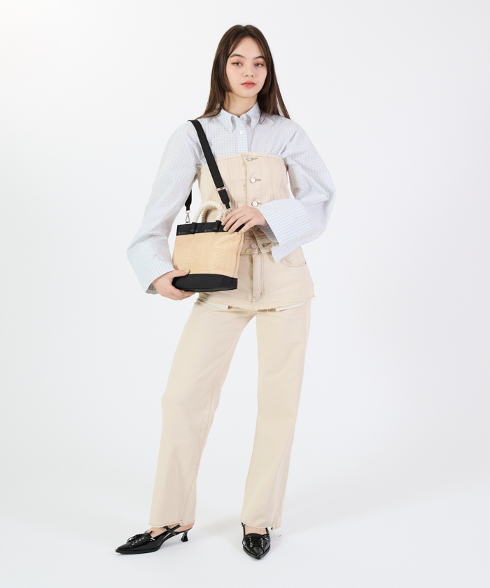 TOP HANDLE CROSSBODYブラックラフィア(クロスボディ TOP HANDLE CROSSBODYブラックラフィア(クロスボディ