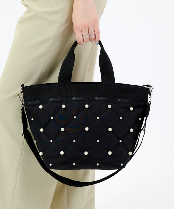 BUCKET TOTE W PEARLS2ミッドナイトパール（トートバッグ