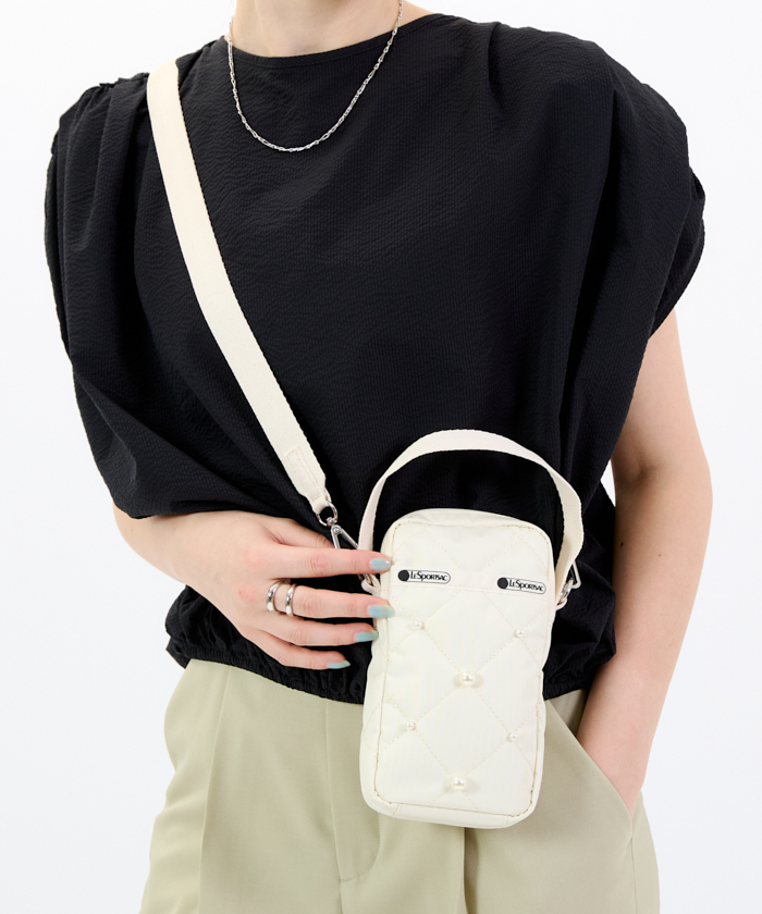 国内直営【LeSportsac】ミニショルダー スマホバッグ パール付き MINI PHONE W PEARLSスターライトパール(ミニバッグ