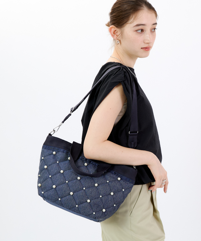 BUCKET TOTE W PEARLS2ブラックパール（トートバッグ