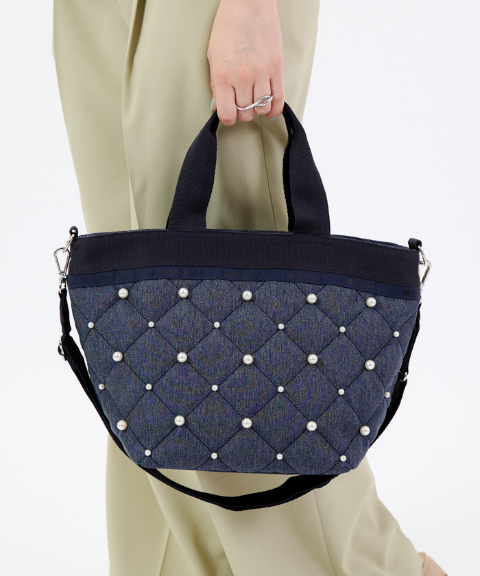 BUCKET TOTE W PEARLS2ミッドナイトパール（トートバッグ