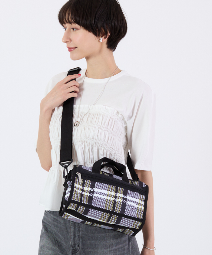 ■LeSportsac■MINI DUFFEL CROSSBODY ピクセル チェック柄 MINI DUFFEL CROSSBODYピクセルスクランブルチェック