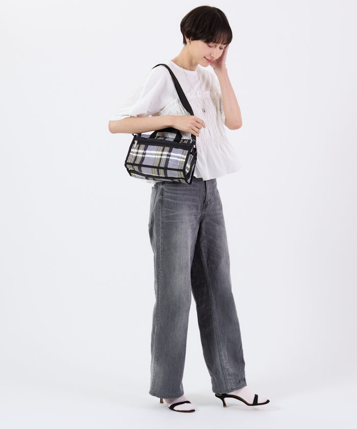 ■LeSportsac■MINI DUFFEL CROSSBODY ピクセル チェック柄 MINI DUFFEL CROSSBODYピクセルスクランブルチェック
