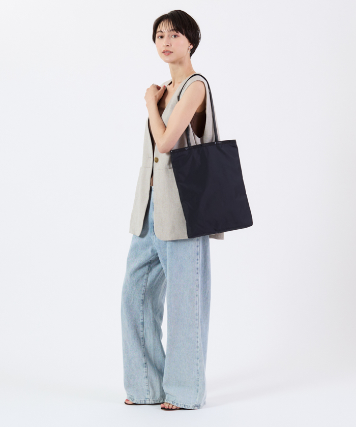 ■LeSportsac■レスポートサック LARGEスリム縦型トートバッグ VERTICAL CITY TOTEアップタウンディープシーブルー/ブラック