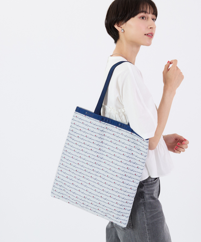 ■LeSportsac■レスポートサック LARGEスリム縦型トートバッグ VERTICAL CITY TOTEアップタウンディープシーブルー/ブラック