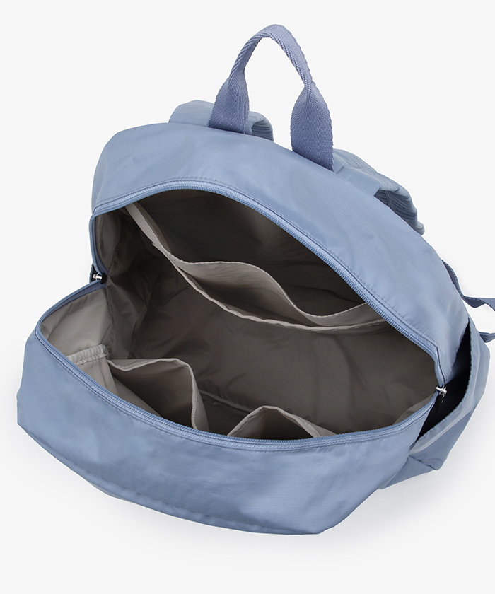 ★美品LeSportsacレスポートサック　バックパック★ブラウン×ブルー DAILY BACKPACKスレートブルー（バックパック/リュック