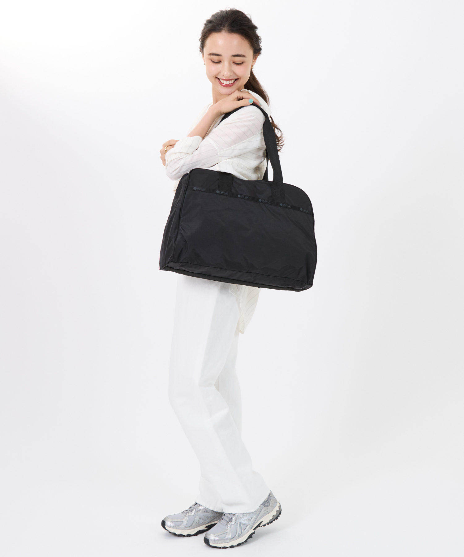【美品】レスポートサック　ボストンバッグ　小　オールブラック　ナイロン　2way 5083982711FS.jpg