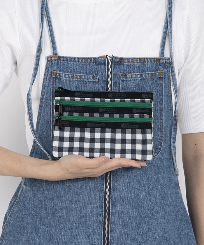 3－ZIP COSMETICクラシカルギンガムACC（ポーチ）｜LeSportsac